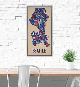 Seattle Typographic Neighborhood Map Art
