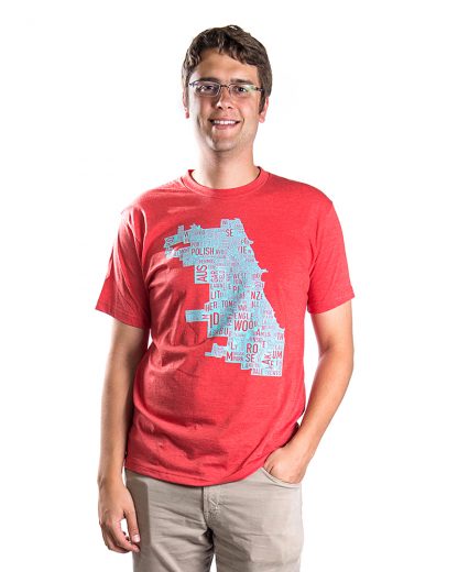 chicago map tshirt mens in red
