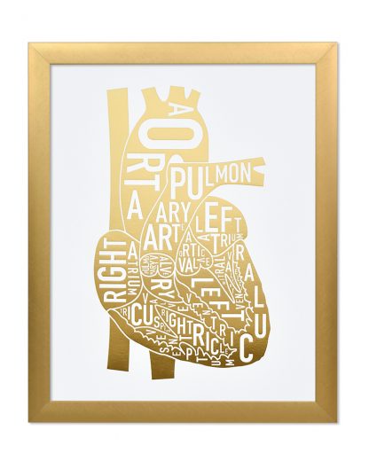 gold heart print in gold frame