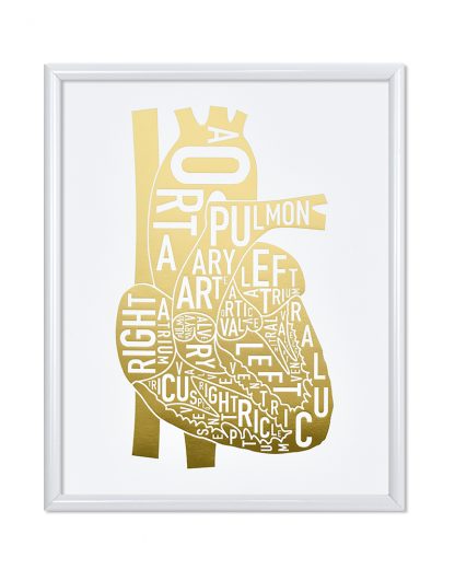 gold heart print in frame