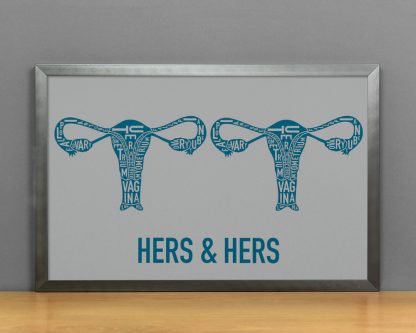 Hers & Hers Anatomy Diagram, Grey/Teal, in Steel Grey Frame