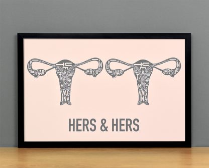 Hers & Hers Anatomy Diagram, Blush/Grey, in Black Frame