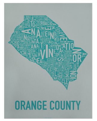 map of Orange County california poster Grey Print