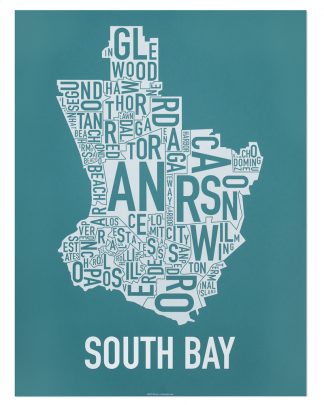 South Bay city map poster blue White Print