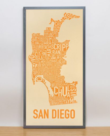 San Diego Neighborhood Map 13" x 26" Seventy and Sunny Screenprint - Image 5