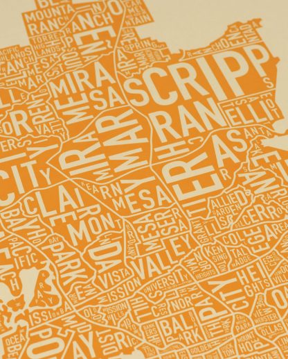 San Diego Neighborhood Map 13" x 26" Seventy and Sunny Screenprint - Image 3