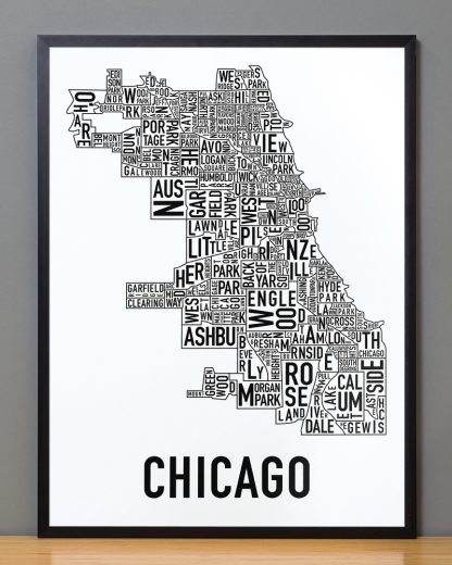 Chicago Map in Black Frame
