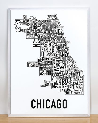 Chicago Map in Silver Frame