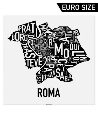 Rome Neighborhood Map, Classic B&W, 50cm x 50cm