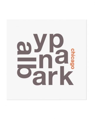 Albany Park Chicago Fun With Type Mini Print, 8" x 8", White & Grey