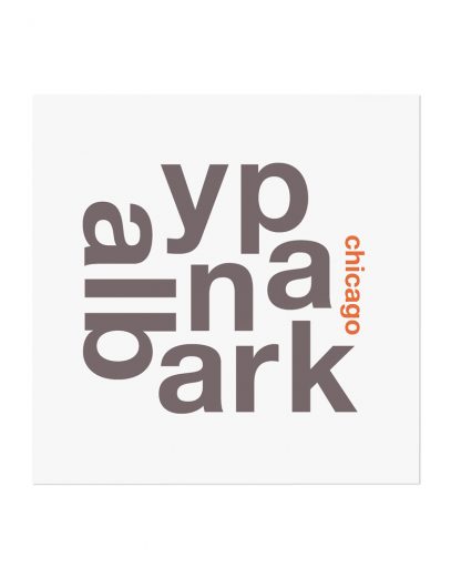 Albany Park Chicago Fun With Type Mini Print, 8" x 8", White & Grey