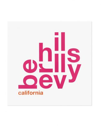 Beverly Hills Fun With Type Mini Print, 8" x 8", White & Pink