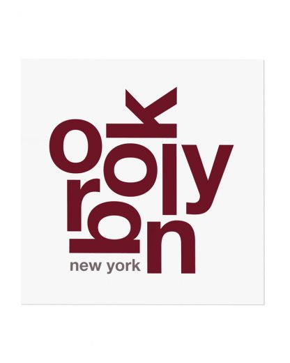 Brooklyn Typography Fun With Type Mini Print, 8" x 8", White & Maroon