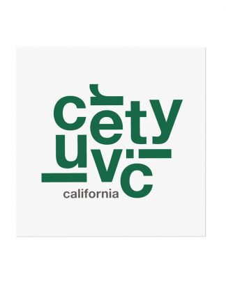 Culver City Fun With Type Mini Print, 8" x 8", White & Green