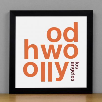 Framed Hollywood Fun With Type Mini Print, 8" x 8", White & Orange in Black Metal Frame