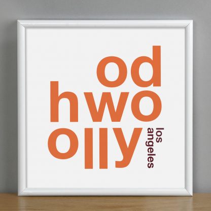 Framed Hollywood Fun With Type Mini Print, 8" x 8", White & Orange in White Metal Frame