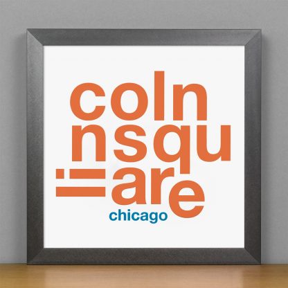 Framed Lincoln Square Fun With Type Mini Print, 8" x 8", White & Orange in Steel Grey Frame