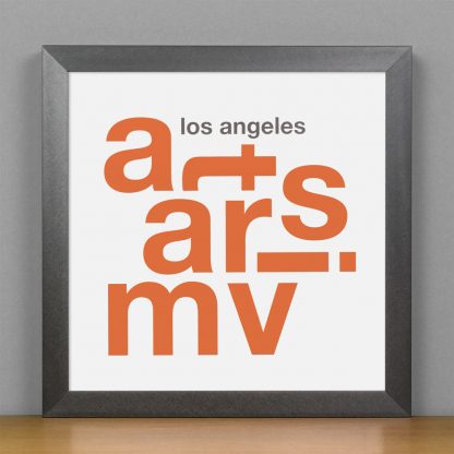 Framed Mar Vista Fun With Type Mini Print, 8" x 8", White & Orange in Steel Grey Frame