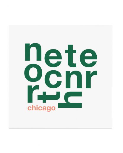 North Center Chicago Fun With Type Mini Print, 8" x 8", White & Green