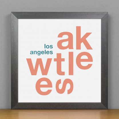 Framed Westlake Fun With Type Mini Print, 8" x 8", White & Coral in Steel Grey Frame