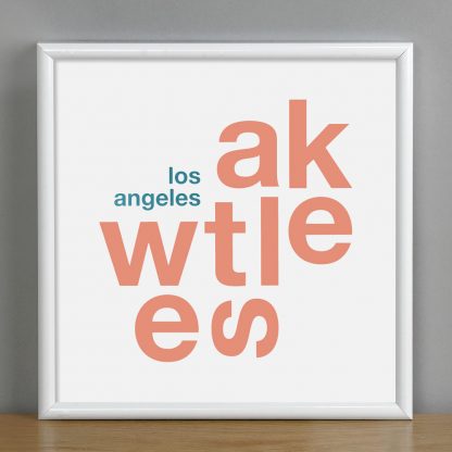 Framed Westlake Fun With Type Mini Print, 8" x 8", White & Coral in White Metal Frame
