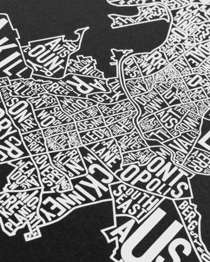 Austin Neighborhood Map Screenprint, 18" x 24", Black & White
