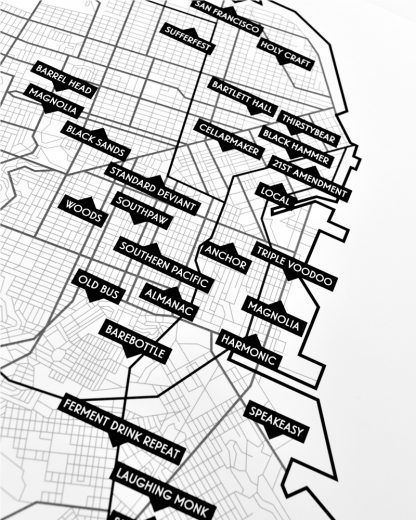 San Francisco Craft Breweries Map, 12.5" x 12.5", 2018 Edition