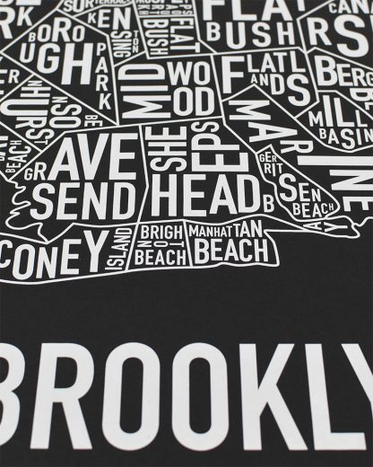 Brooklyn New York Neighborhood Screenprint Poster, Black & White, 18" x 24"