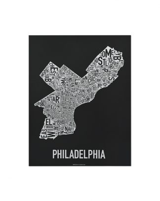 Philadelphia Neighborhood Map Screenprint, Black & White, 11" x 14"
