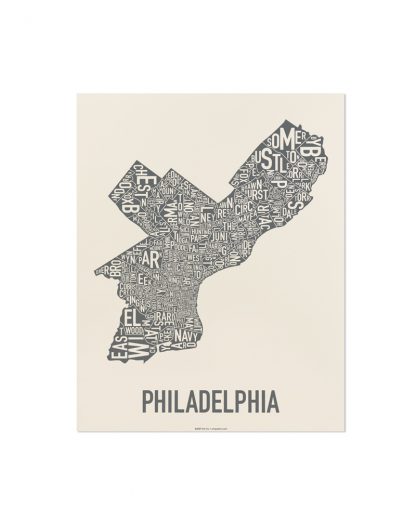 Philly Neighborhood Map Screenprint, Ivory & Grey, 11" x 14"