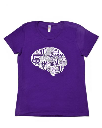 Anatomical Brain T-Shirt, Women's Fit, Purple & White