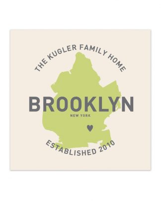 Custom Brooklyn Family Home Print, Ivory & Green, 8" x 8"