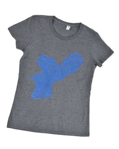 Philadelphia Neighborhood Map T-Shirt, Women's Fit, Grey & Blue