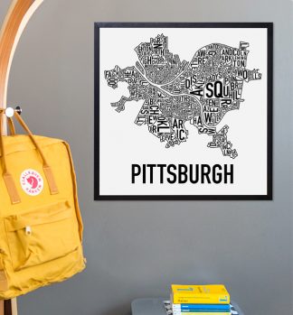 Pittsburgh Neighborhood Typographic Map Poster