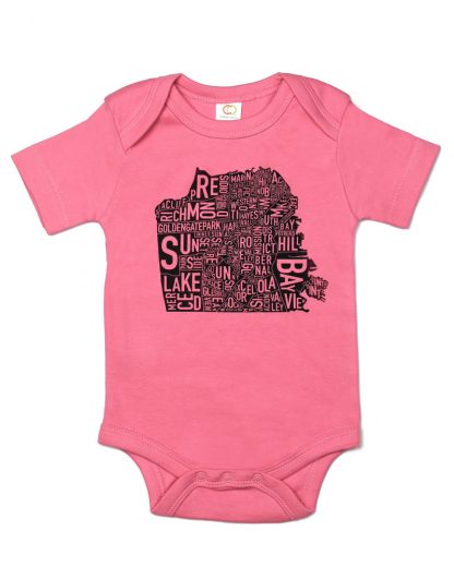 San Francisco California Neighborhood Map Baby Onepiece Pink Black