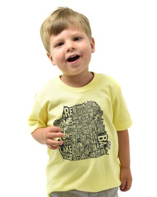 San Francisco Neighborhood Map Kid's T-Shirt, Yellow & Black